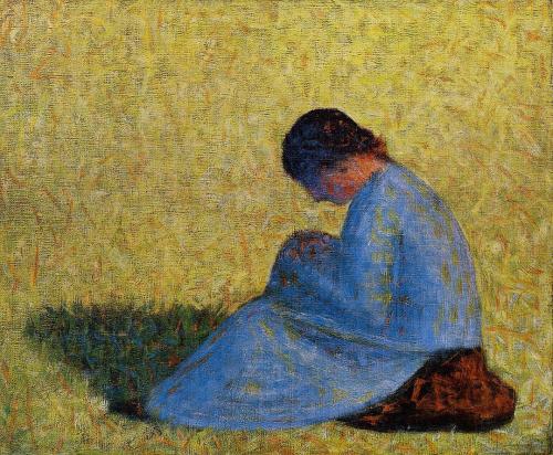 Peasant Woman Seated in the Grass, 1883, Georges SeuratMedium: oil,canvashttps://www.wikiart.org/en/