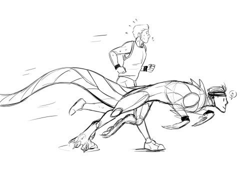 Gavin and Monster!Nines on their morning run XD (there’s no purpose for the sweatbands he just likes