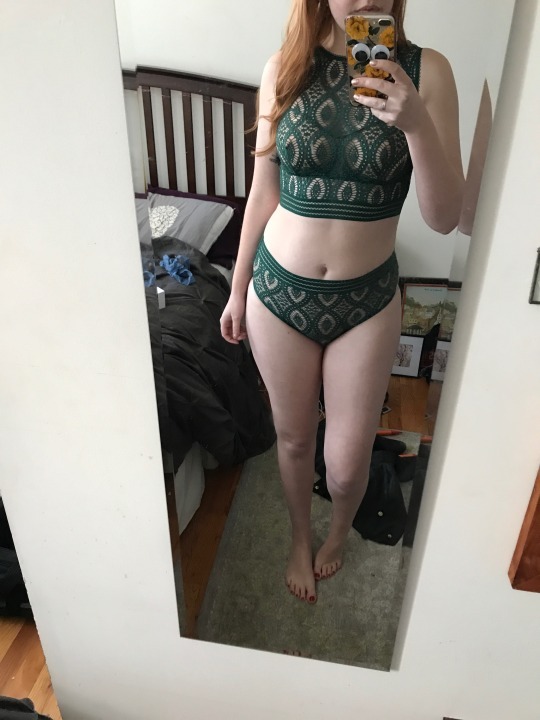 erotic-nonfiction: I bought this emerald green lingerie set that I’ve been eyeing for months on sale for 70% off and I’m so psyched about it!  It came! (Better picture than this to come soon)