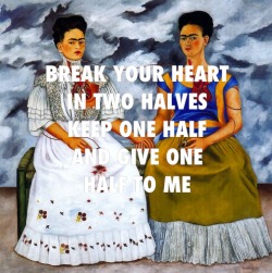 thestrokesareanart:  Las Dos Fridas en el Sol de La Tarde- Frida Kahlo, Las Dos Fridas (1939) / The Strokes, Evening Sun (2006) here