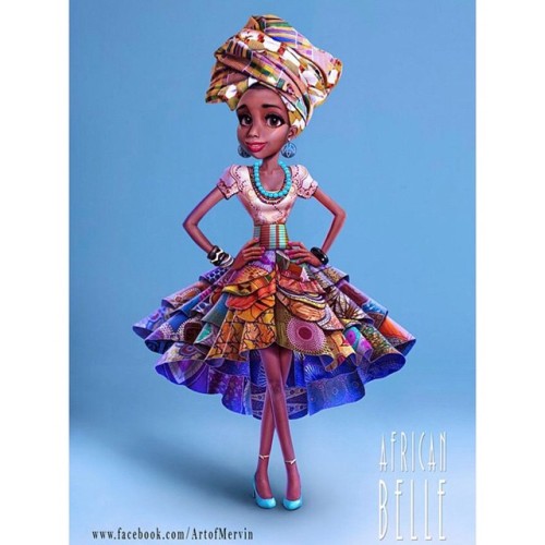 Adorn. African Belle. #afroart #2FroChicks #turban #photooftheday #blackart #doll