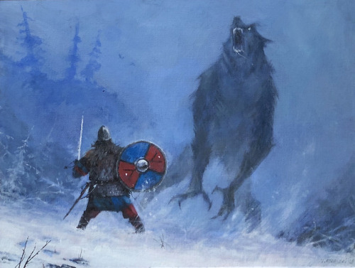 jakubrozalski:Straight to ValhallaNew painting from my “Wolfpack” world/project!work process:https://www.artstation.com/artwork/4ZV3l