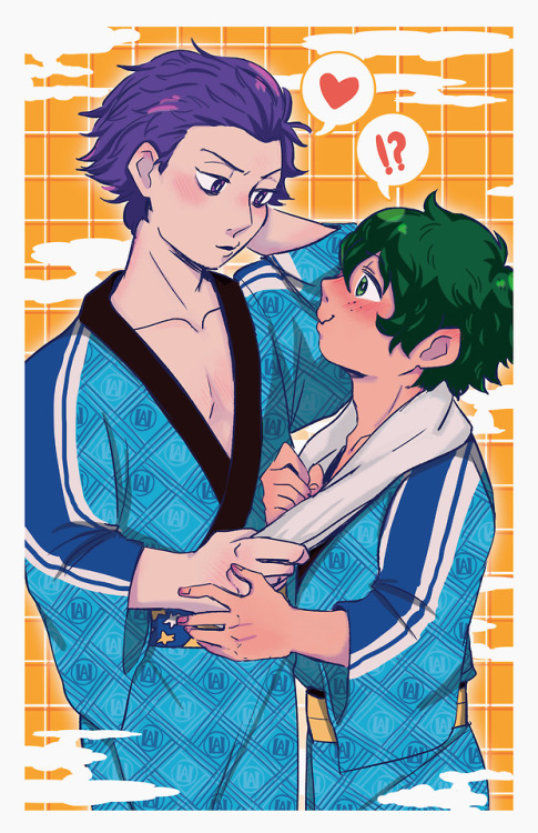 my piece for the @shindeku-zineShinsou confesses to deku during a trip to the hot springs 