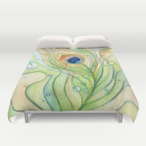 Peacock feather Duvet Cover / Queen: 88" x 88" by Olechka 