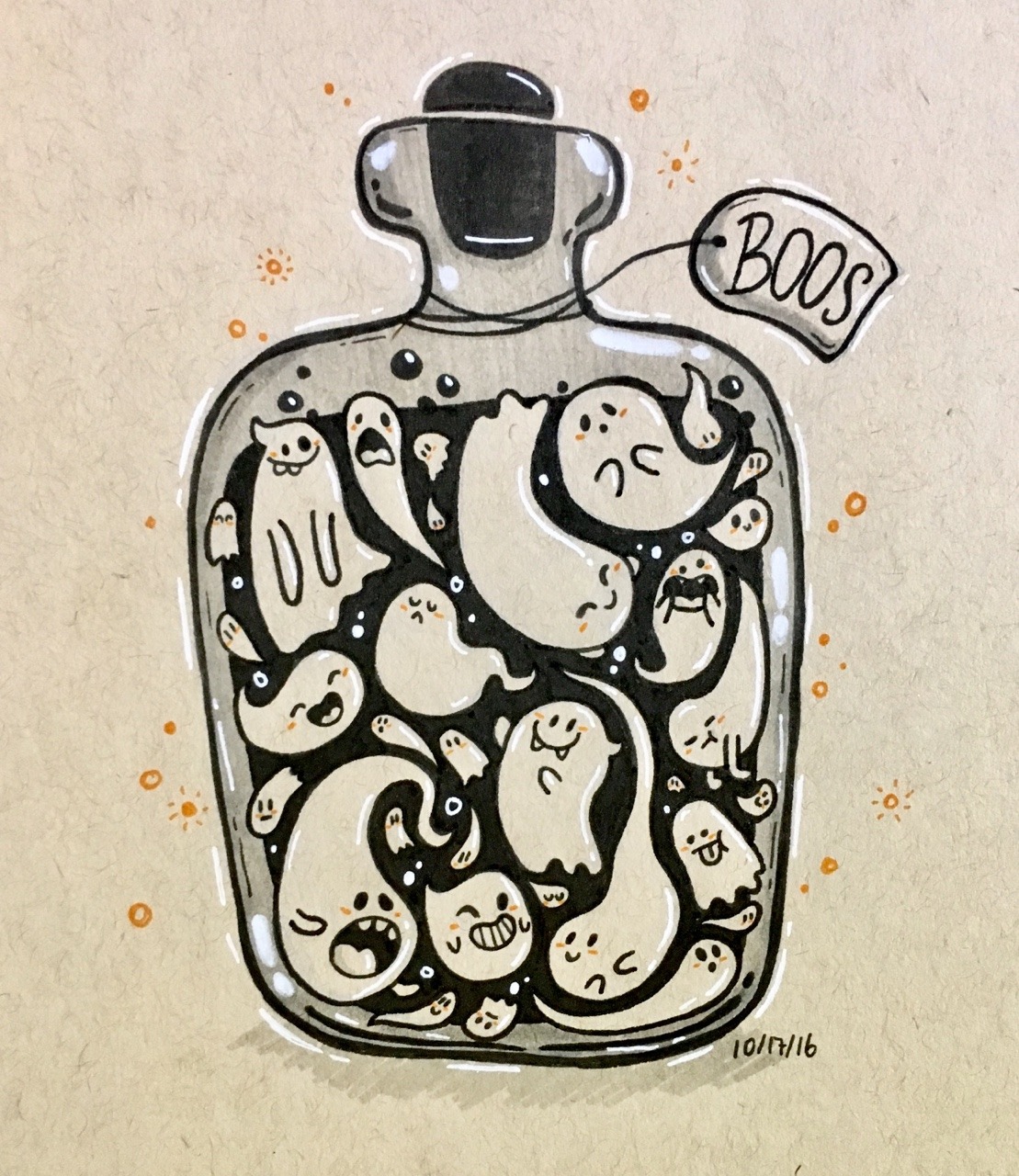 Inktober #17: A bottle of boos