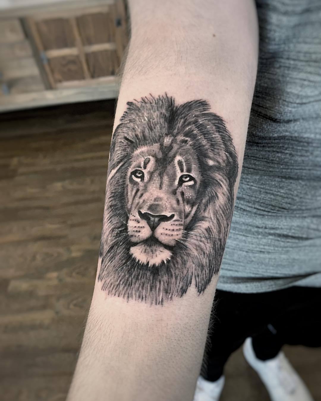 My Tattoo Work • Nice little lion on the forearm for Josh's first...