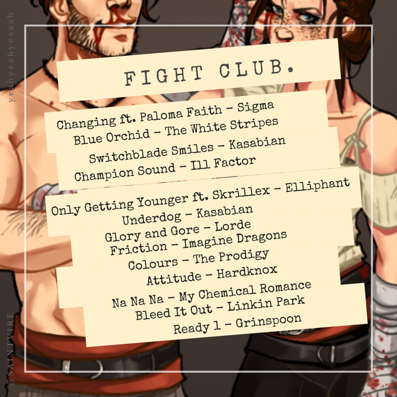 The Loneliest Fight Club. Walk around with bloody hands saw...