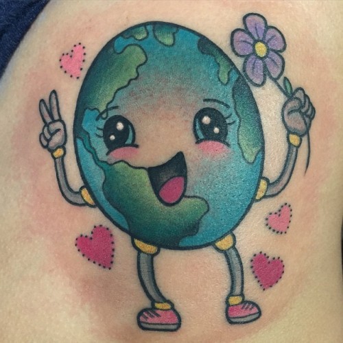 alexstrangler:  Little kawaii earth guy on Chelsy. Thank you!
