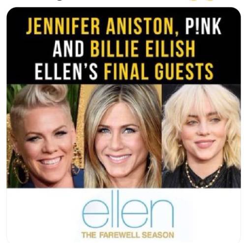 P!nk will be on the Ellen Show one last time :)