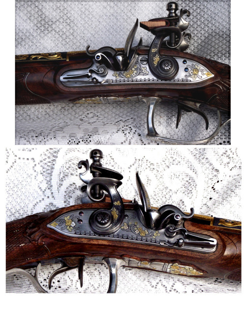 Comtemporary made flintlock double barrel fowler done in 18th century French style.  Handmade by J.W