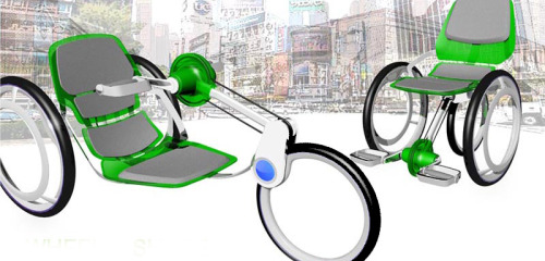 Wheel Share Fauteuil roulant convertible en vélo, dessiné par Siwapong Kijjaprasert. Une belle idée 