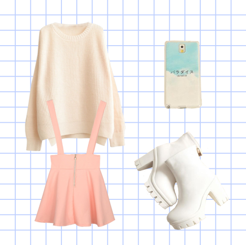 pommei: spring looks: sweater / skirt / case / platforms