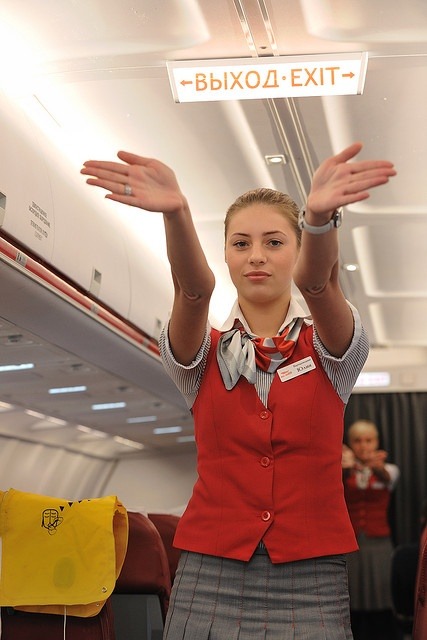 That lovely look of the Russian flight attendant