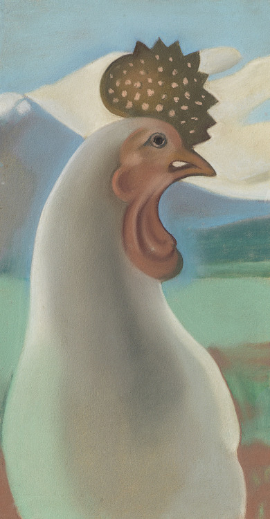 oncanvas:Porcelain Rooster, Georgia O'Keeffe, 1929Pastel on paperboard15 x 8 ⅛ in. (38.1 x 20.6 cm)