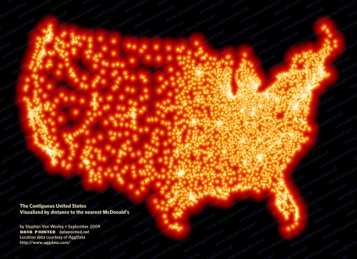 curiousjohn: Behold, a visualization of the contiguous United States, colored by distance to the nea