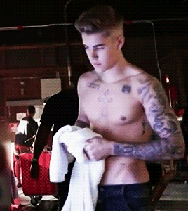 Justin naked in his pants