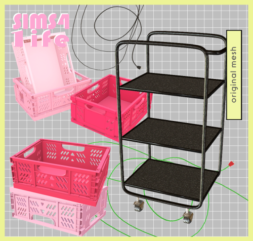 sims41ife:Pastel crate setSet includes: crate, crate upside down, crate pile, crate shelf, 2 types o