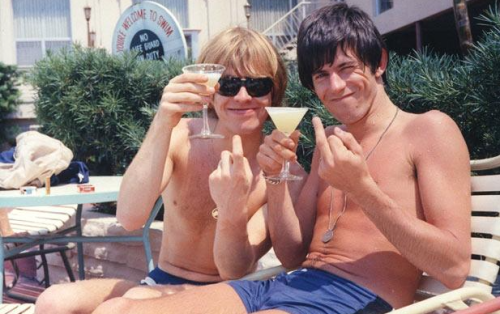 Brian Jones amd Keith Richards have a drink in the sun at the Jack Fort Harrison Hotel in Clearwater