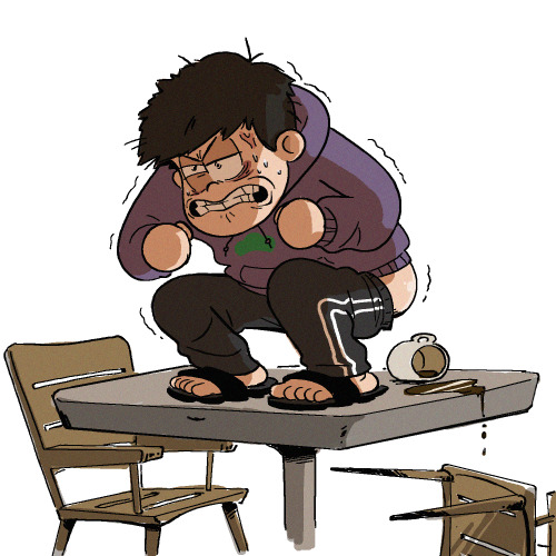 atractors-fanart:  will never get over that ichimatsu’s go-to for making a nuisance of himself in public is to shit on a table 