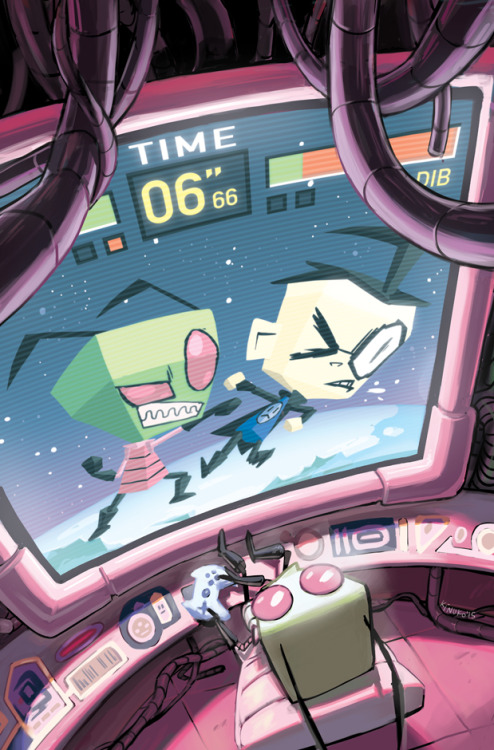 Here are the TWO variant covers I did for Invader Zim #1, out today!! The first one is available at 