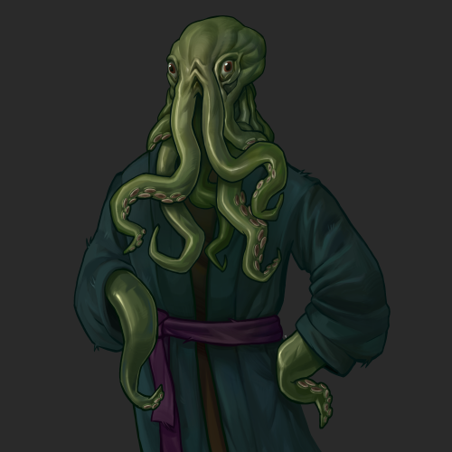 This is the Tentacled Entrepreneur as he appears in Mask of the Rose! This month’s production update