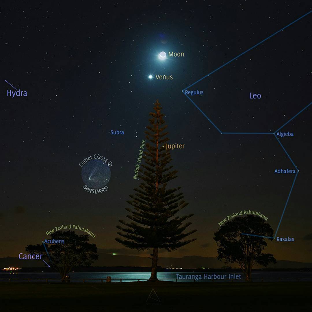 Comet PanSTARRS, Moon, and Venus #nasa #apod #comet #panstarrs #tails #c2014q1 #moon