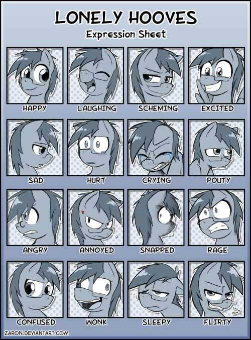 Lonely Hooves Expression Sheet by Zaron Playing around with commission concepts again. ;o