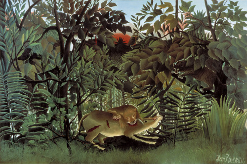   La pintura naïf de Henri Russeau (1844 - 1910).  LA MAGIA DE LA JUNGLA (animales aterciopelados) É