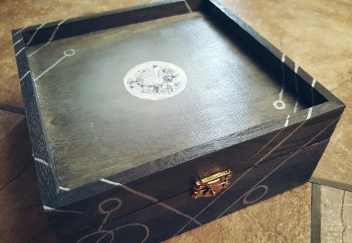 Newest creation! Altar box with full moon and silver constellation design. Glossy finish with matte 
