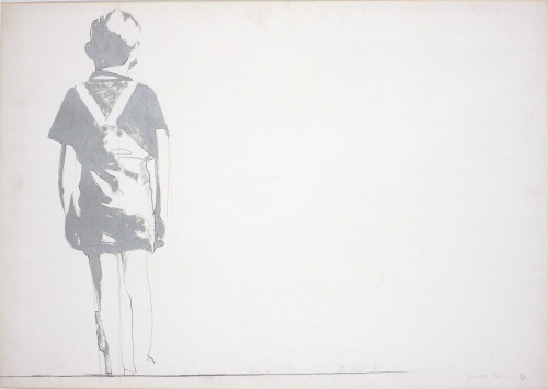 igormaglica:  Giosetta Fioroni (b.1932), Bambino solo / Alone Child, 1967.pencil and aluminum enamel on paper, 100 x 70 cm