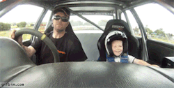 12-gauge-rage:  A kid’s reaction to being taken for a ride in a rally car. 