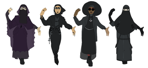 niqabharpy:andwoids:wanted to draw some muslim goth fashion!!!YES that is a tripp niqab, babesOh man