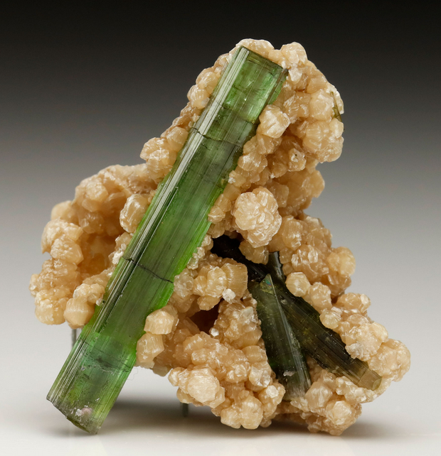 bijoux-et-mineraux:  Elbaite and Muscovite -  Pederneira Mine, Sao Jose Da Safira,
