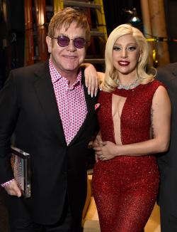 gagasgallery: Lady Gaga and Elton John at The Geffen Playhouse In Los Angeles, CA. 3.22.15