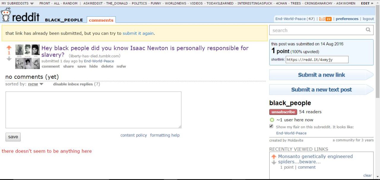 Do black people not like Reddit or something? 