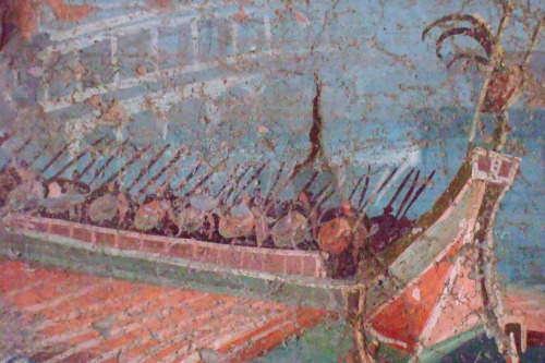 thingswoolike: Roman War Galleys were frequent subjects of Pompeii frescoes 1st century CE (14) (by 