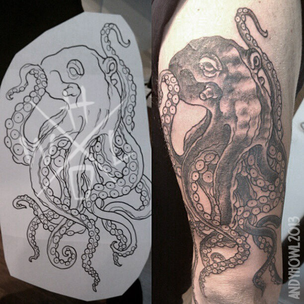 kraken back tattoo