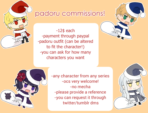 opening commissions until the 31st of december!padoru slots available are unlimited, although they w
