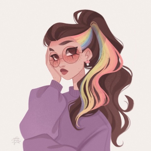 New DTIYS challenge, I’m not convinced about the colors on this rainbow hair girl but she