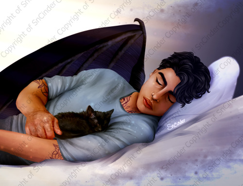 illyrianbeauty: sncinder: Azriel napping with a tiny KITTEN (we called him Shadow)UwUI liked th