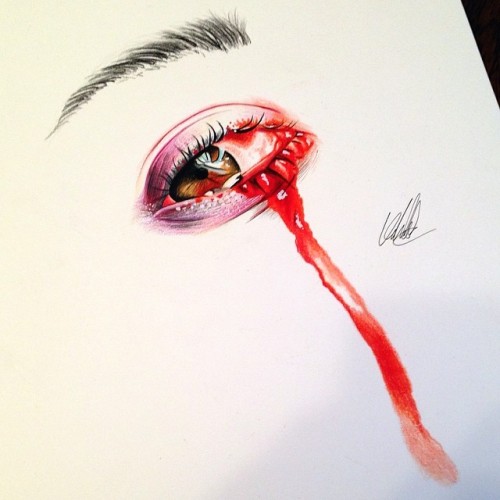 escape-to-art:  Bloody drawings by Chris Clarke.  Check out his Instagram for many more hyper-detailed drawings, inverted drawings, geometrical drawing, and colored drawings. (Not just bloody) Instagram // Shop // Contact Please do not remove the links,