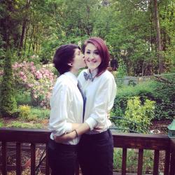 adorablelesbiancouples:  My lovely girlfriend Bridget and I on our way to prom. &lt;3 She is on the left. 