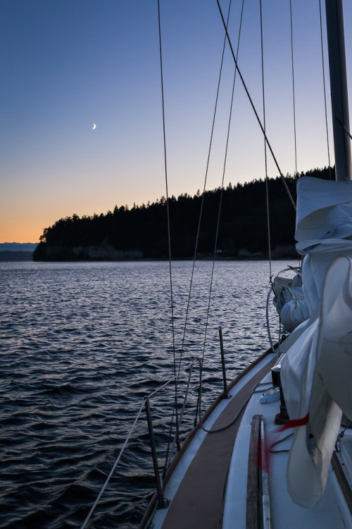 Our boat at anchor, in the Puget Sound