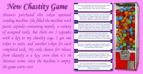 anothersissycuck - A new style of chastity game that Mistress and...