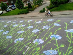 shwetanarayan:  awkwardsituationist:  montreal street artist roadsworth tries not only to beautify the urban landscape, often by incorporating existing street markings, but to also make a statement about the illusory urban disconnect from the natural