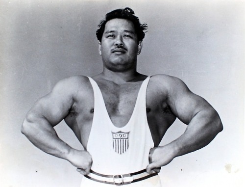 A rookie Harold Sakata, a.k.a. Oddjob, fresh off his 1948 Olympic medal win