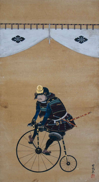 BRUH THIS CONTRAPTION!!Portrait of an Armoured Warrior Taking the Field by Bicycle. Tetsuya Nog