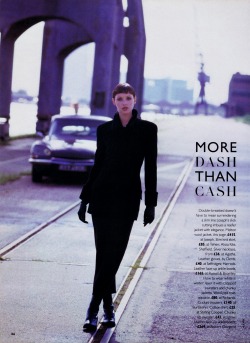 artfulfashion:  Vogue UK, September 1993 “More Dash than Cash” Model Patricia Hartmann is photographed by Neil Kirk 