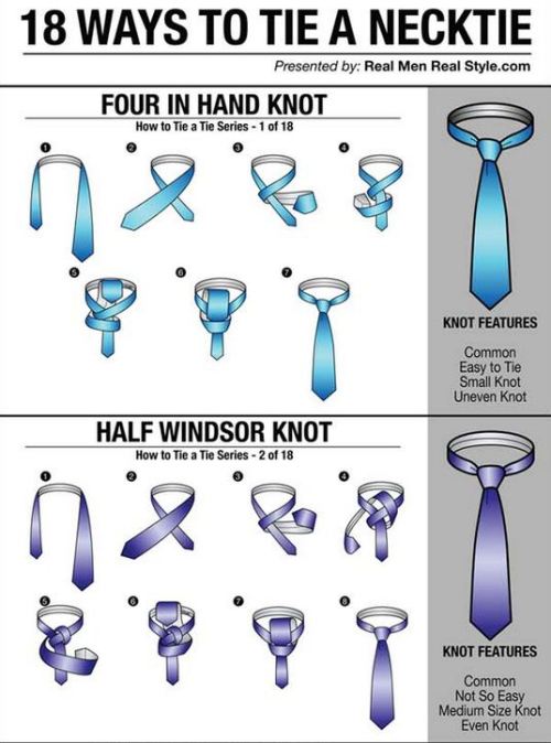 rolandobi:  lifemadesimple:  A collection of Ways to Tie a Necktie Our other collections: How to fold a shirt Choosing a suit that fits 6 ways to tie a Scarf  try it