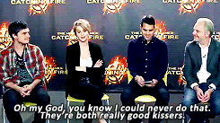 maliatale:  Jennifer Lawrence on being asked who was the better kisser, Josh or Liam.